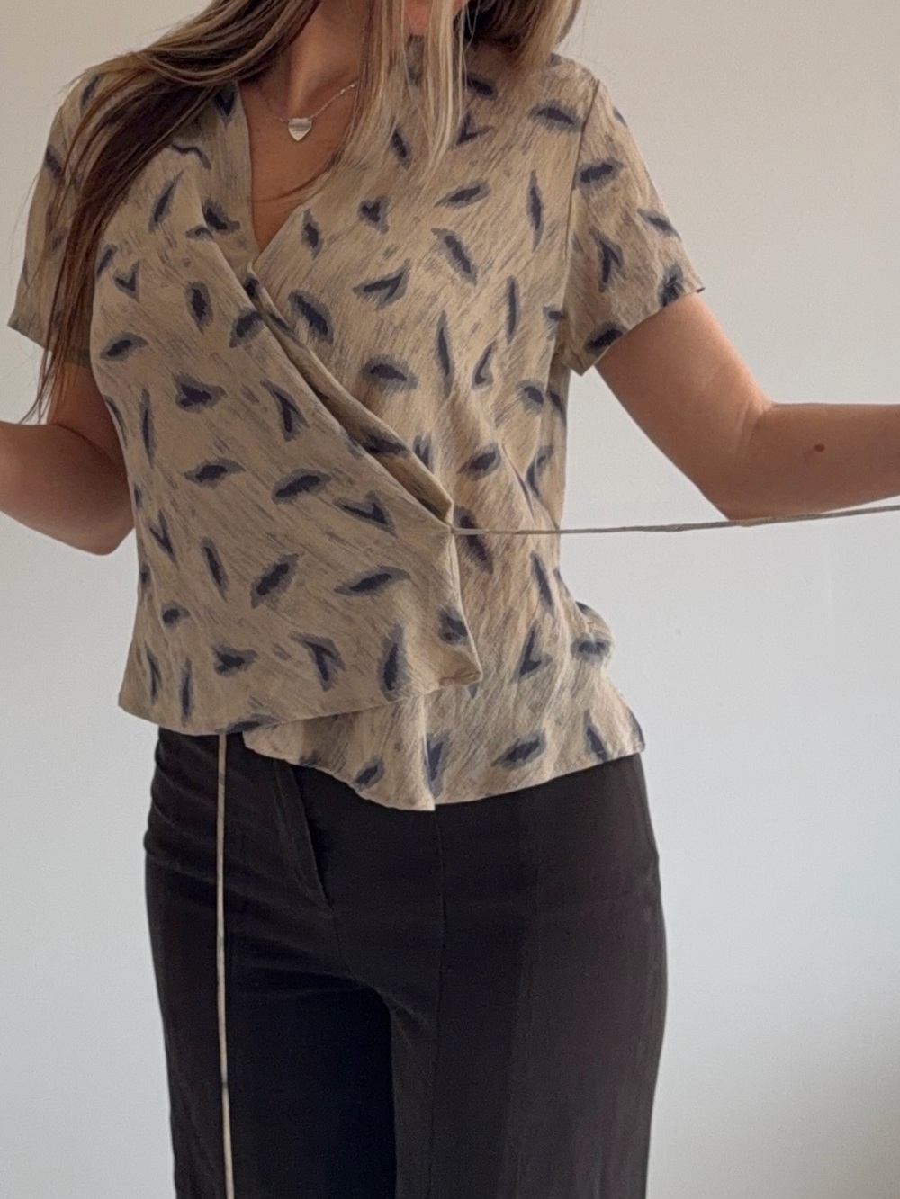 100% Pure Silk Wrap Top by Lafayette 148 NY | Luxury Silk Blouse | Size XS/S